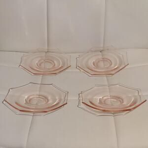 4 Pink 5.5" Octagonal Selenium Depression Glass Appetizer or Desert Plates
